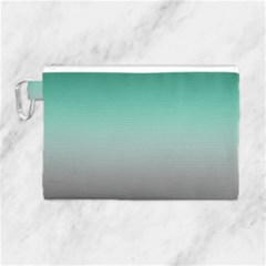 Teal Green and Grey Gradient Ombre Color Canvas Cosmetic Bag (Large)