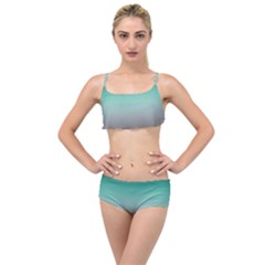 Teal Green and Grey Gradient Ombre Color Layered Top Bikini Set