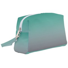 Teal Green and Grey Gradient Ombre Color Wristlet Pouch Bag (Large)