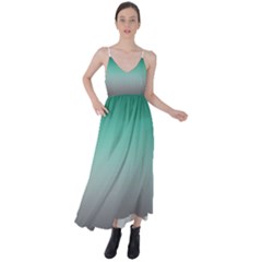 Teal Green And Grey Gradient Ombre Color Tie Back Maxi Dress by SpinnyChairDesigns