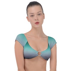 Teal Green and Grey Gradient Ombre Color Cap Sleeve Ring Bikini Top