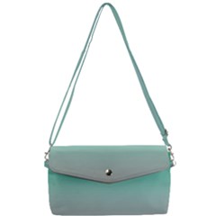 Teal Green And Grey Gradient Ombre Color Removable Strap Clutch Bag by SpinnyChairDesigns