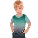 Teal Green and Grey Gradient Ombre Color Kids  Sports Tee View1