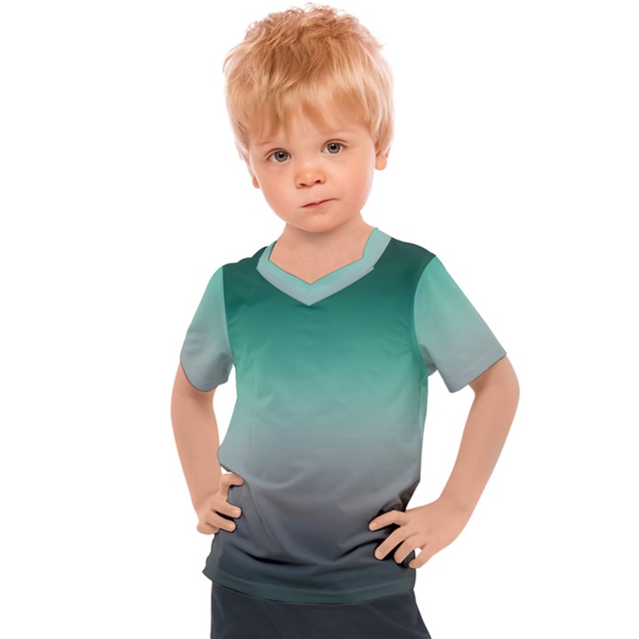 Teal Green and Grey Gradient Ombre Color Kids  Sports Tee