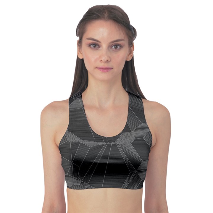 Black Tourmaline Stone Geometric Pattern Sports Bra