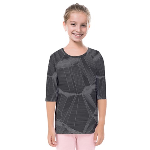 Black Tourmaline Stone Geometric Pattern Kids  Quarter Sleeve Raglan Tee by SpinnyChairDesigns