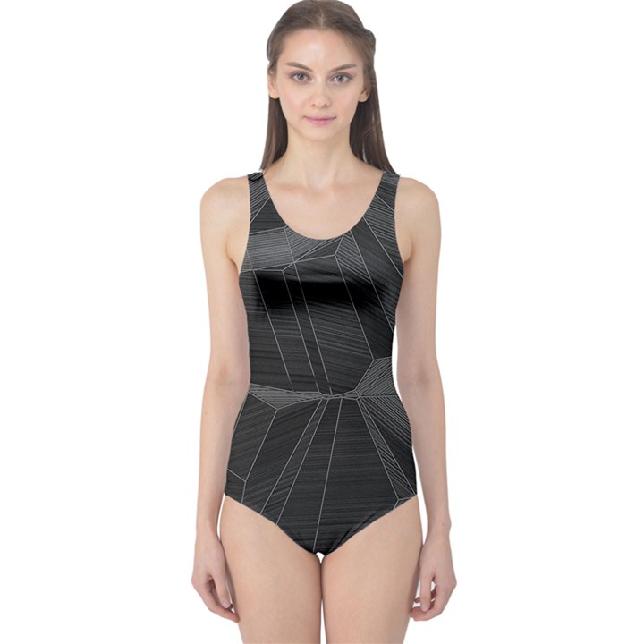 Black Tourmaline Stone Geometric Pattern One Piece Swimsuit