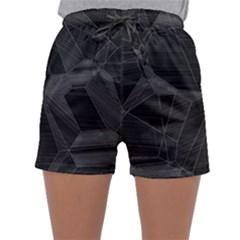 Black Tourmaline Stone Geometric Pattern Sleepwear Shorts by SpinnyChairDesigns