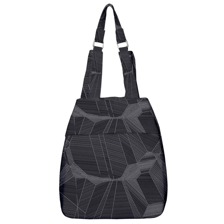 Black Tourmaline Stone Geometric Pattern Center Zip Backpack