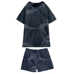 Black Tourmaline Stone Geometric Pattern Kids  Swim Tee And Shorts Set by SpinnyChairDesigns