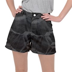 Black Tourmaline Stone Geometric Pattern Ripstop Shorts by SpinnyChairDesigns