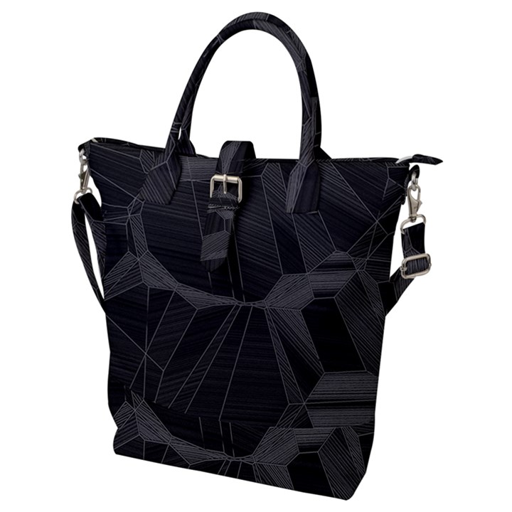 Black Tourmaline Stone Geometric Pattern Buckle Top Tote Bag