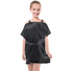 Black Tourmaline Stone Geometric Pattern Kids  One Piece Chiffon Dress by SpinnyChairDesigns