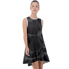 Black Tourmaline Stone Geometric Pattern Frill Swing Dress by SpinnyChairDesigns