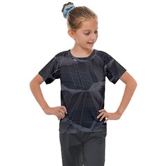 Black Tourmaline Stone Geometric Pattern Kids  Mesh Piece Tee