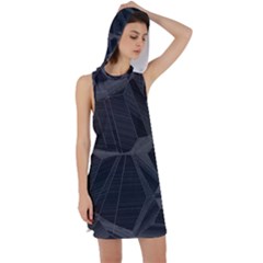 Black Tourmaline Stone Geometric Pattern Racer Back Hoodie Dress