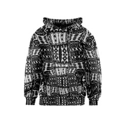 Abstract Black And White Stripes Checkered Pattern Kids  Pullover Hoodie by SpinnyChairDesigns