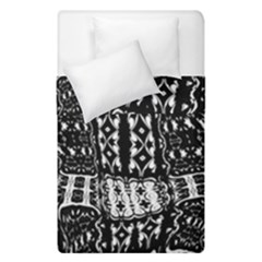 Abstract Black And White Stripes Checkered Pattern Duvet Cover Double Side (single Size) by SpinnyChairDesigns