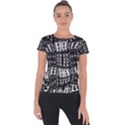 Abstract Black and White Stripes Checkered Pattern Short Sleeve Sports Top  View1