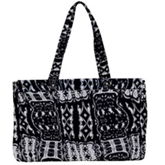 Abstract Black And White Stripes Checkered Pattern Canvas Work Bag by SpinnyChairDesigns