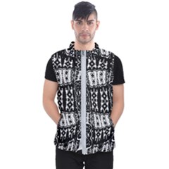 Abstract Black And White Stripes Checkered Pattern Men s Puffer Vest by SpinnyChairDesigns