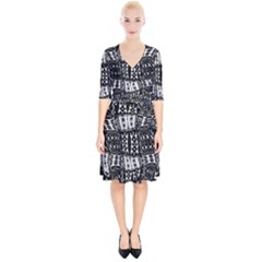 Abstract Black And White Stripes Checkered Pattern Wrap Up Cocktail Dress by SpinnyChairDesigns