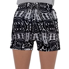 Abstract Black And White Stripes Checkered Pattern Sleepwear Shorts by SpinnyChairDesigns