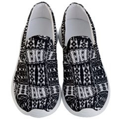 Abstract Black And White Stripes Checkered Pattern Men s Lightweight Slip Ons by SpinnyChairDesigns