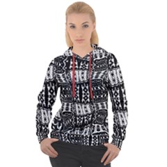 Abstract Black And White Stripes Checkered Pattern Women s Overhead Hoodie