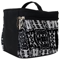 Abstract Black And White Stripes Checkered Pattern Make Up Travel Bag (big) by SpinnyChairDesigns