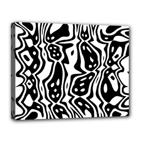 Black And White Abstract Stripe Pattern Canvas 14  X 11  (stretched) by SpinnyChairDesigns