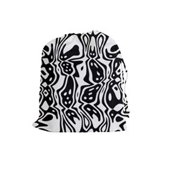 Black And White Abstract Stripe Pattern Drawstring Pouch (large) by SpinnyChairDesigns