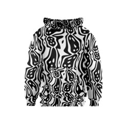 Black And White Abstract Stripe Pattern Kids  Pullover Hoodie by SpinnyChairDesigns