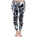 Black and White Abstract Stripe Pattern Classic Winter Leggings View1