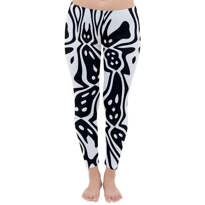 Black and White Abstract Stripe Pattern Classic Winter Leggings