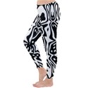 Black and White Abstract Stripe Pattern Classic Winter Leggings View2