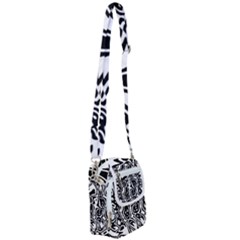 Black And White Abstract Stripe Pattern Shoulder Strap Belt Bag by SpinnyChairDesigns