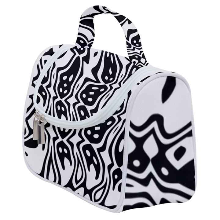 Black and White Abstract Stripe Pattern Satchel Handbag