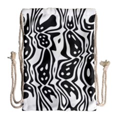 Black And White Abstract Stripe Pattern Drawstring Bag (large) by SpinnyChairDesigns