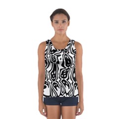 Black And White Abstract Stripe Pattern Sport Tank Top  by SpinnyChairDesigns