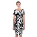 Black and White Abstract Stripe Pattern Classic Short Sleeve Midi Dress View1