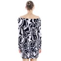 Black and White Abstract Stripe Pattern Long Sleeve Off Shoulder Dress View2