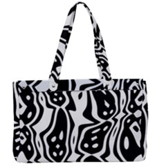 Black And White Abstract Stripe Pattern Canvas Work Bag by SpinnyChairDesigns