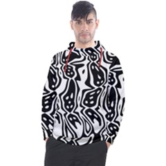 Black And White Abstract Stripe Pattern Men s Pullover Hoodie by SpinnyChairDesigns