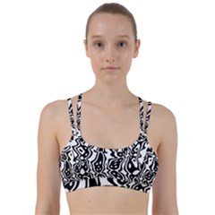 Black And White Abstract Stripe Pattern Line Them Up Sports Bra by SpinnyChairDesigns