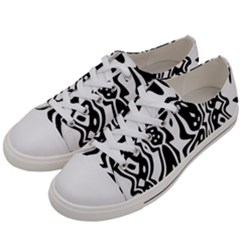 Black And White Abstract Stripe Pattern Women s Low Top Canvas Sneakers by SpinnyChairDesigns