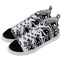 Black And White Abstract Stripe Pattern Men s Mid-top Canvas Sneakers by SpinnyChairDesigns