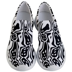 Black And White Abstract Stripe Pattern Women s Lightweight Slip Ons by SpinnyChairDesigns