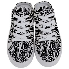 Black And White Abstract Stripe Pattern Half Slippers by SpinnyChairDesigns