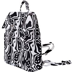 Black And White Abstract Stripe Pattern Buckle Everyday Backpack by SpinnyChairDesigns